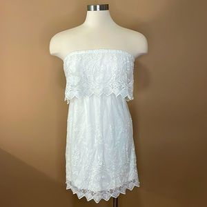 EXPRESS lace tube top Boho Peasant dress womens S